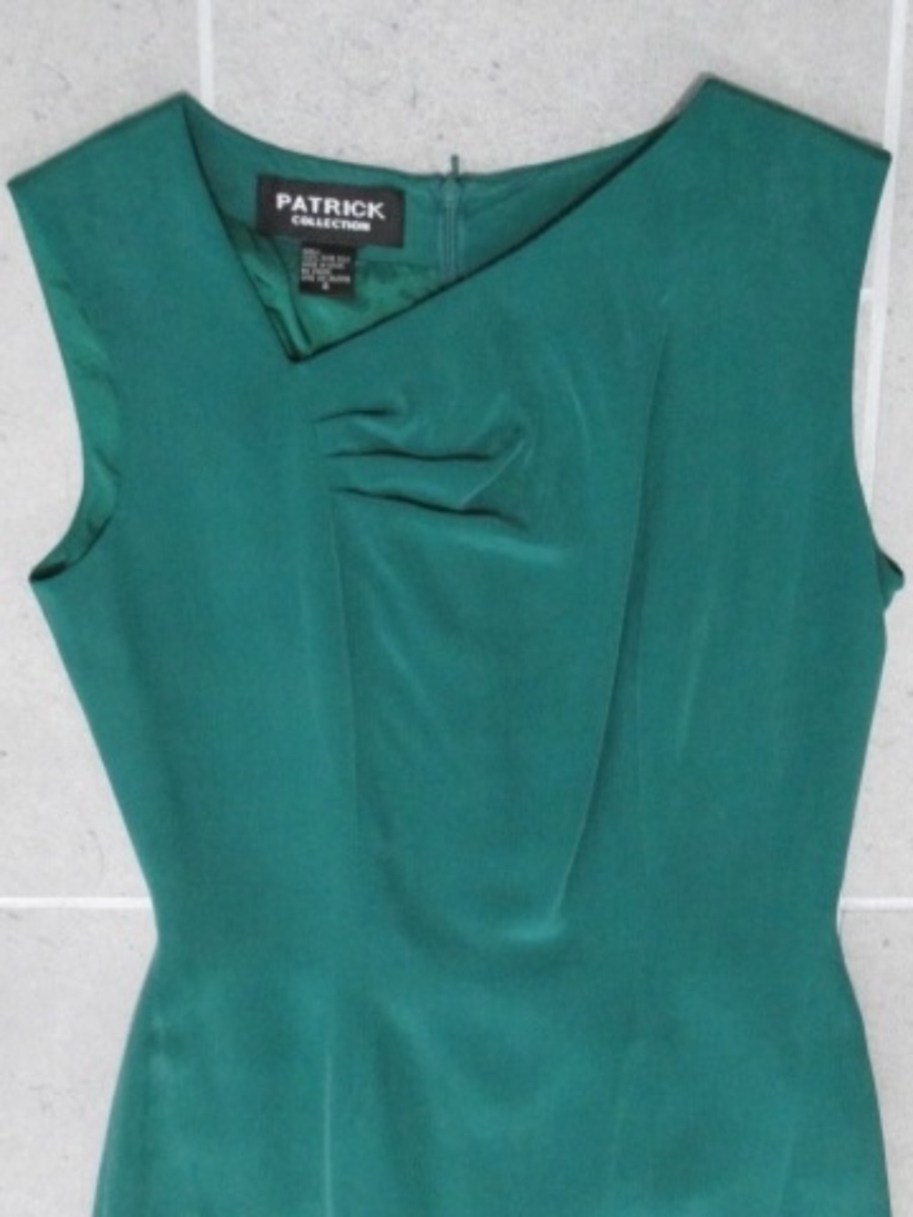 Patrick Collection NWOT Y2K Asymmetrical Teal Silk Dress, Size 4 - Picture 2 of 8